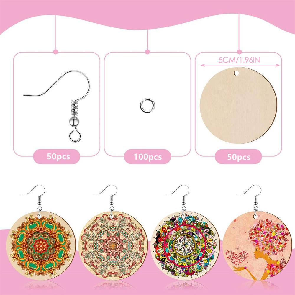 Unfinished Wooden Earrings 200 Pcs Unfinished Wood Woodcrafts Light Weight Solid & Sturdy Wood Pendants & Wooden Earrings For