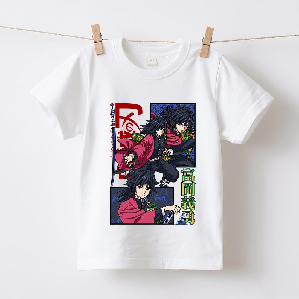 Demon Slayer Tomioka Anime Print Boys Girls Cotton T Shirt Kids Casual Short Sleeve Top Comfortable Soft Childrens Wear