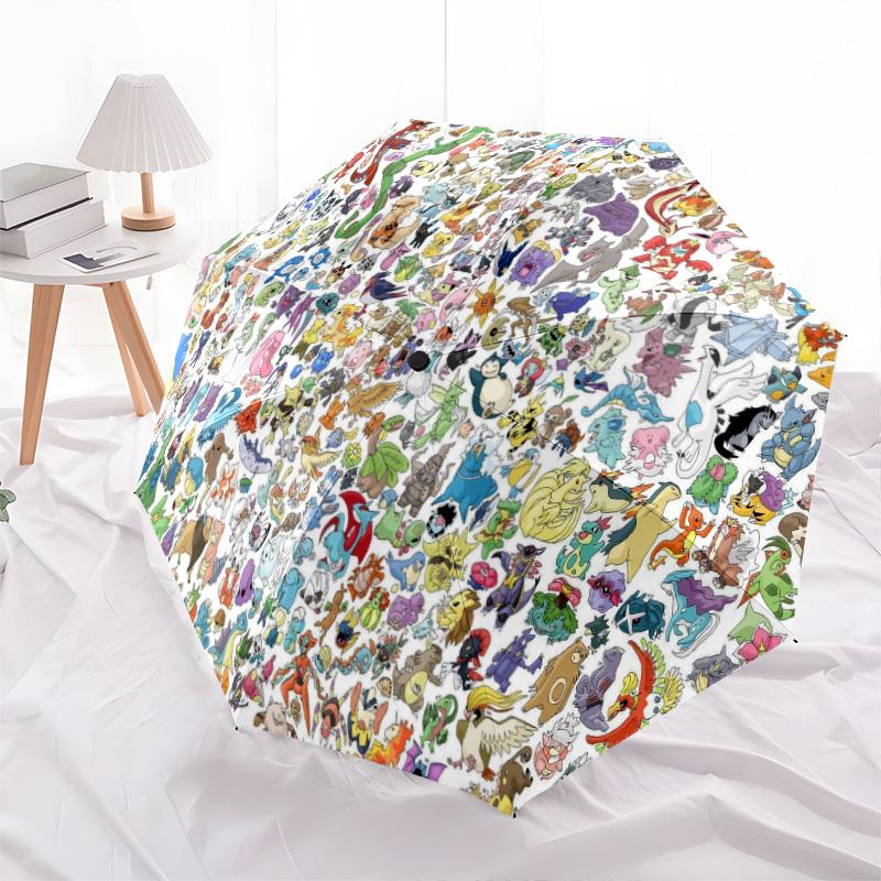 Pikachu Family Hug Joy Folding Umbrella Suitable For All Seasons Travel Umbrella Sun Umbrella Gift