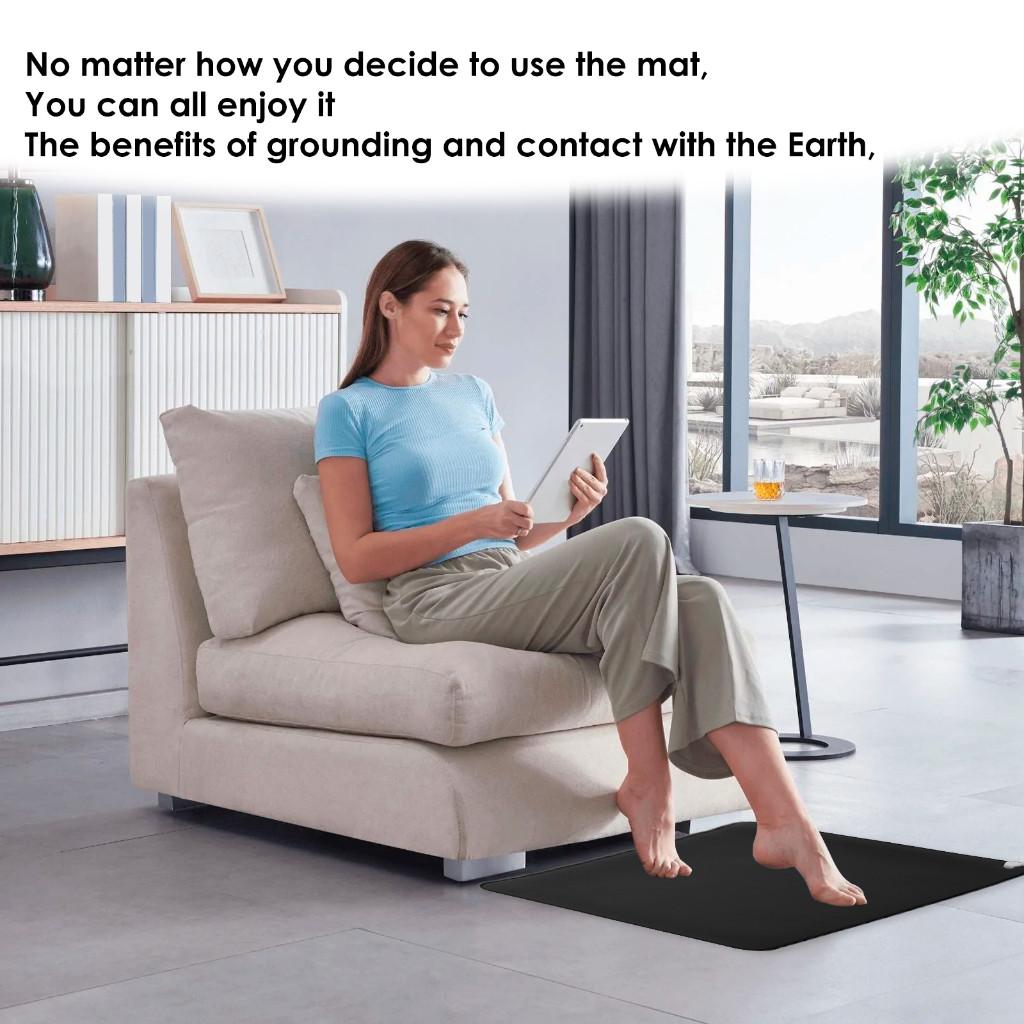 Earth Connected Therapy Grounding Foot Mat Conductive Earthing Pad for Full Body Nonslip Leather Grounding Mattress