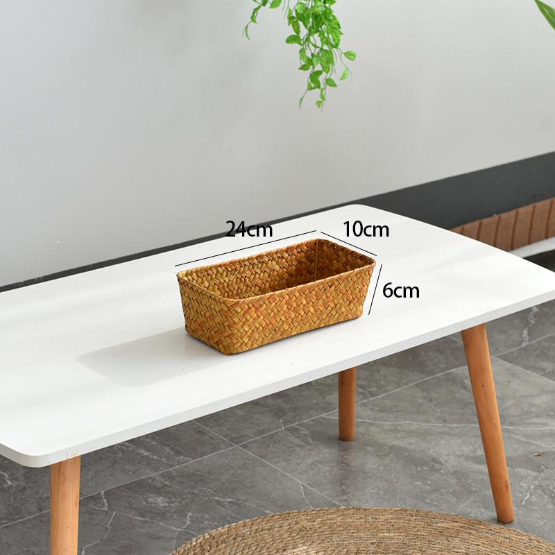 

Корзина для хранения из морской травы, сплетенная вручную: Коробка без крышки для косметики и организации рабочего стола