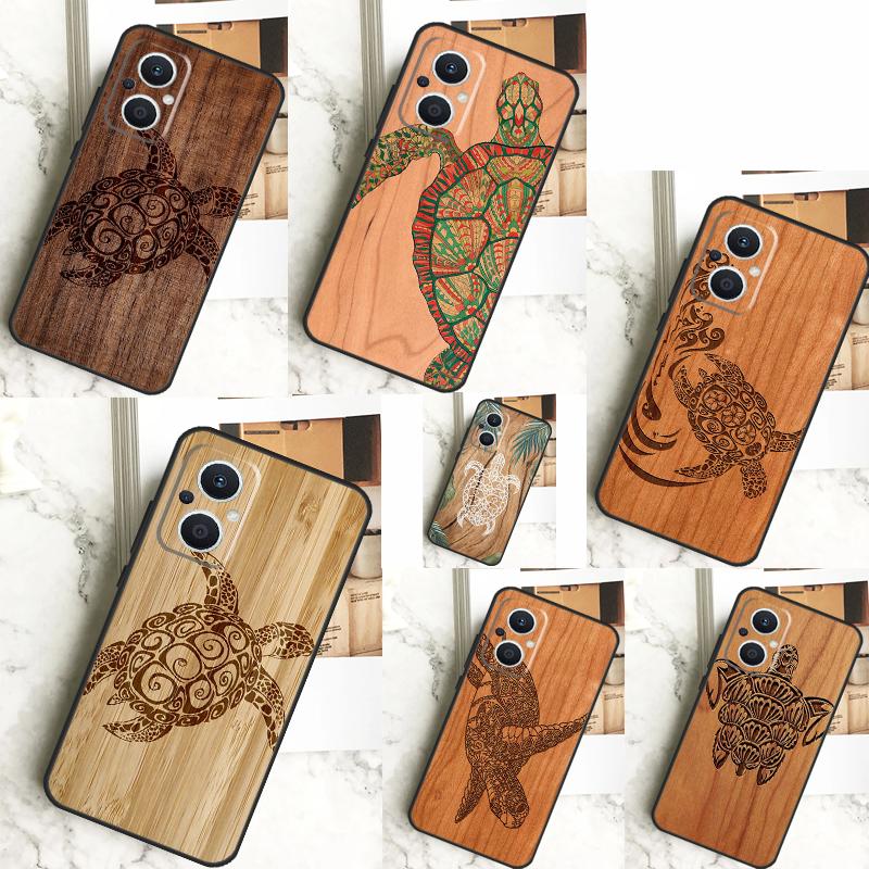 Turtle Wood Pattern Case For OPPO Reno 8T 4Z 5Z 10 Pro 11 F 4 5 6 7 8 Lite OPPO Find X5 X6 Pro X2 X3 Lite Cover