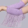 Performance Bühne Latein Tanz Fransenärmel Glitzerbohrer Fransen Quaste Handschuhe Latein Tanz Kostüme Einfarbig