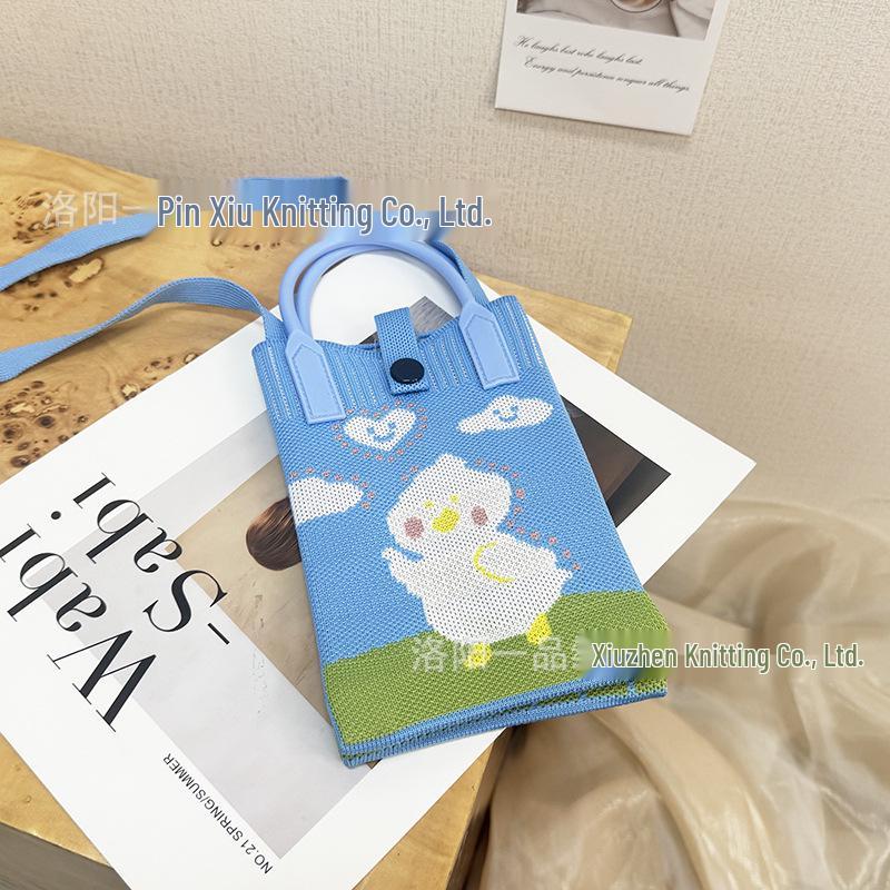 Cute Cartoon Dopamine Knit Crossbody Phone and Coin Bag