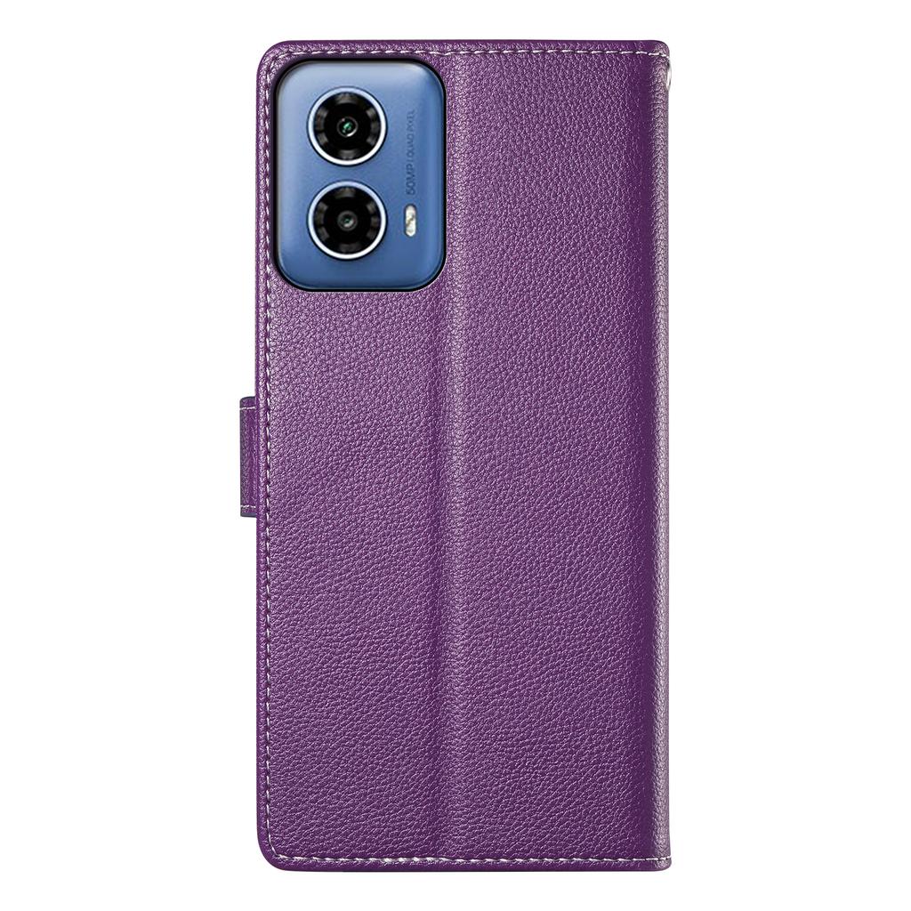 DF-012 For Motorola Moto G45 5G/G34 5G Case Litchi Texture Leather Magnetic Clasp Wallet Stand Phone Cover