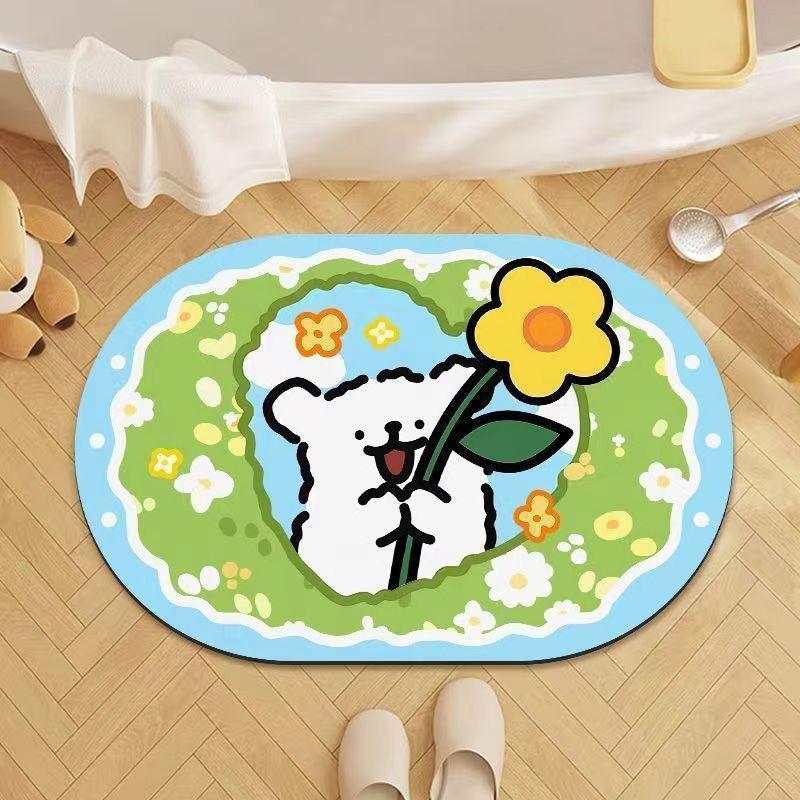 

Милый мультяшный коврик для ванной, туалета, прихожей, спальни, из диатомовой грязи, абсорбирующий, нескользящий, быстросохнущий, ковер 40*60cm