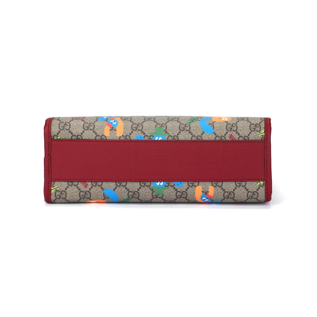 Gucci Torba tote z płótna i skóry z nadrukiem grzybów leśnych Torby tote dla dzieci Hebanowy Bordowy 605614-22BBN-8682