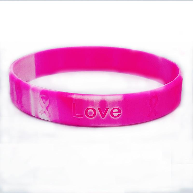 

1Pcs Silicone Breast Cancer Awareness Bracelet Wristband Pink Rubber Soft Jewelry Hope Ribbon Wrist Decor Dropshipping