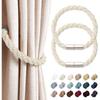2pcs Magnetic Curtain Tiebacks Modern Simple Style Drape Tie Backs Decorative Weave Rope Curtain for Home & Office Window