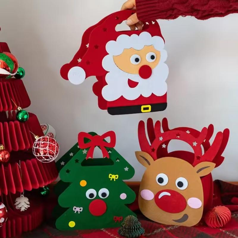 Christmas Gift Bag Creative Felt Cloth Children Candy Gift Bag Handheld Portable Apple Bag Holiday Party Favor Stocking Stuffers