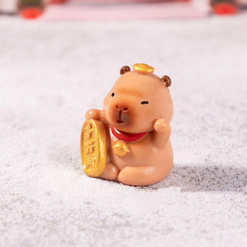 Multicolor Miniature Capybara Statue Chinese New Year Car Ornament Cartoon Capybara Figurines  Gift