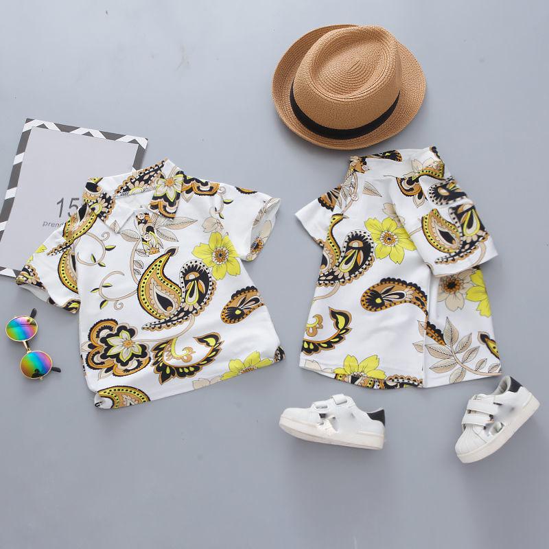 Children's Printed T-shirt Cotton Boy's Polo Shirt Stand Collar Short Sleeve T-shirt Printed Short Sleeve Shirt Trendy Top Korean Style Casual T-shirt