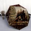 1 PC Automatic Folding Umbrella - Retro Brown Bear Pattern, Portable & Foldable Design with 8 Ribs, Christmas Birthday Gifts