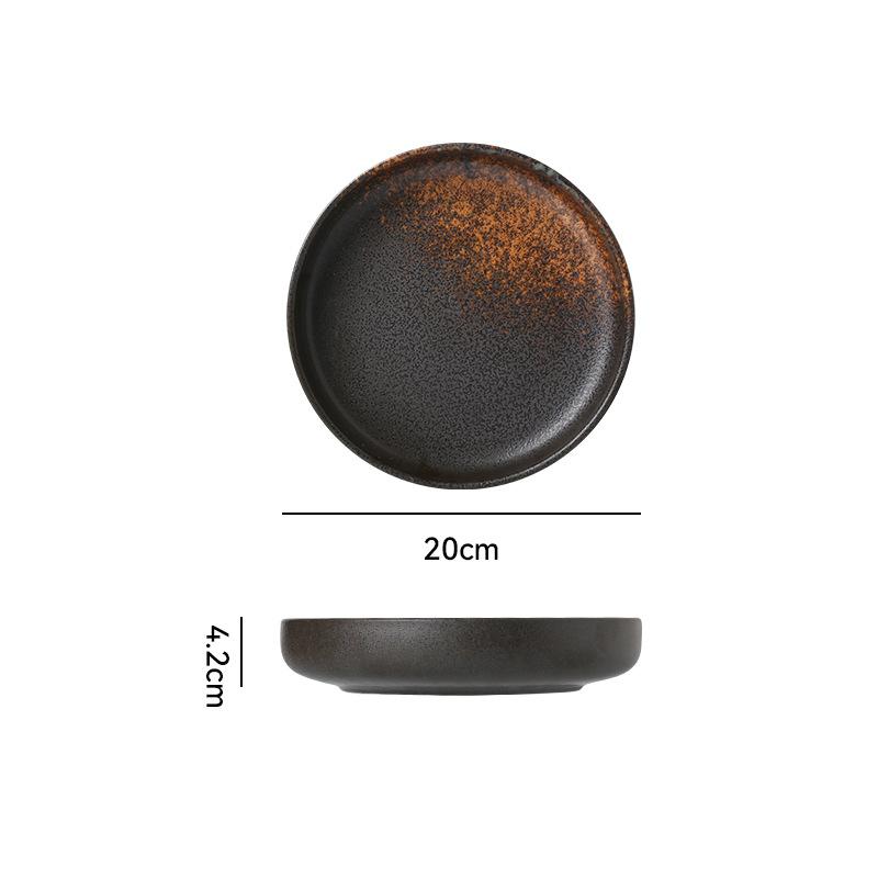 Japanese Retro Ceramic Tableware Rice Plate Restaurant Hotel Steak Plate Western Plate Household Deep Plate Soup Plate