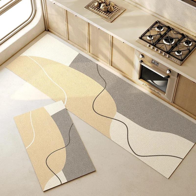 Kitchen Pvc Floor Mat Leather Waterproof Carpet Anti-slip Oil-proof Foot Mats Japanese Style Long Carpets Home Decoration Rug
