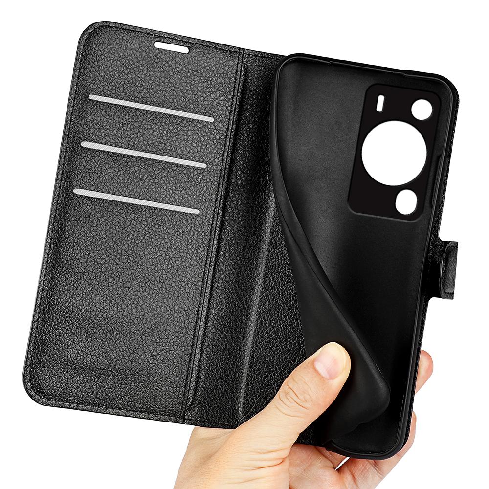 For Huawei P60 Pro Litchi Texture Phone Leather Case Wallet Stand Anti-drop Phone Cover