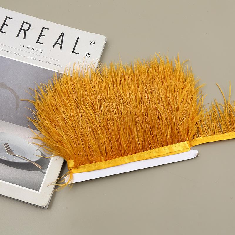 Color 8-10 Cm Ostrich Hair Cloth Edge Clothing Cuffs Hem Ostrich Feather Strips Cloth With Accessories Lace