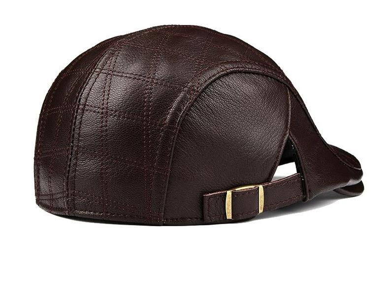 Men's Lambskin Leather Flat Cap - Autumn/Winter Warm Beret for Middle-Aged & Elderly