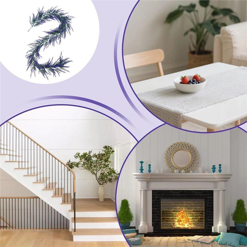 Flexible Hangable Artificial Lavender Garland Purple Purplelavender For Front Door Decorative Plants Fake Flowers