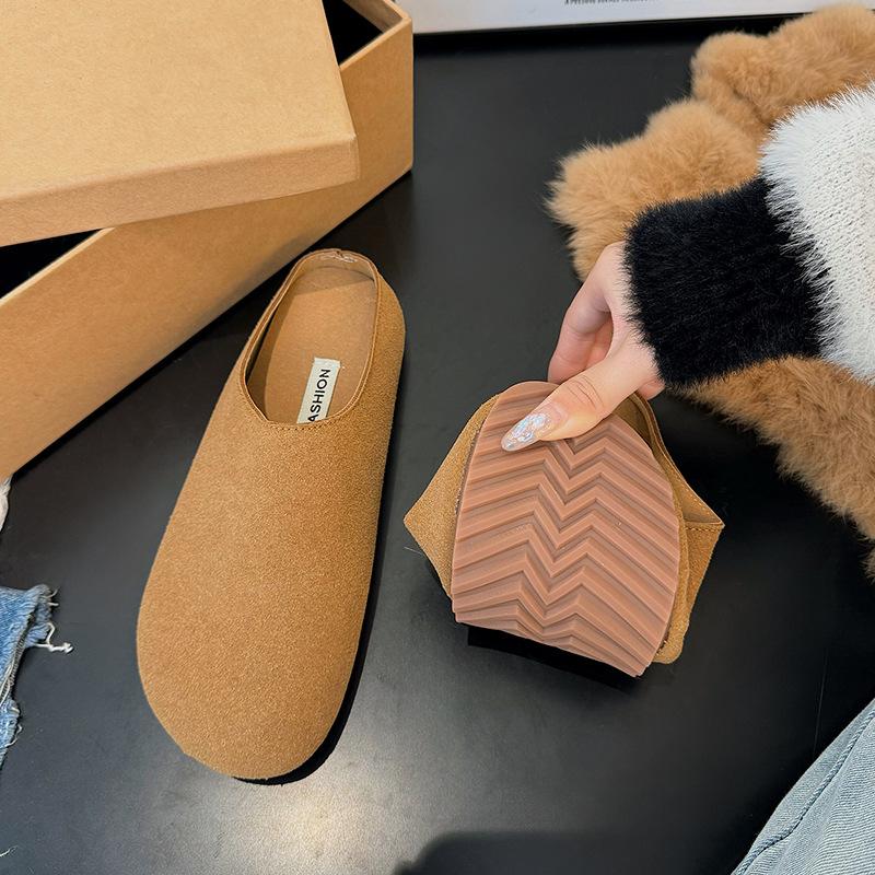 Retro flat-bottomed bag head Boken slippers women's 2025 autumn new versatile flat-bottomed lazy sandals one pedal and half drag