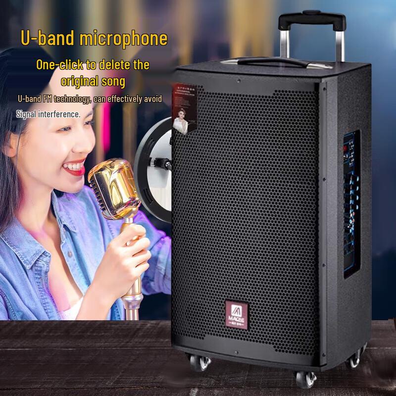 M-15 Portable Outdoor Trolley Speaker with Wireless Microphones