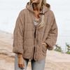 Women's Fashion Color Hooded Plaid Padded Jacket Warm Loose Fit Winter Coat