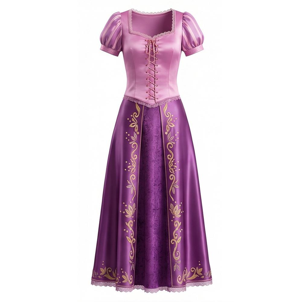 Tangled Rapunzel Costume For Girls With Satin Fabric For Halloween And Cosplay Events Child 120cm