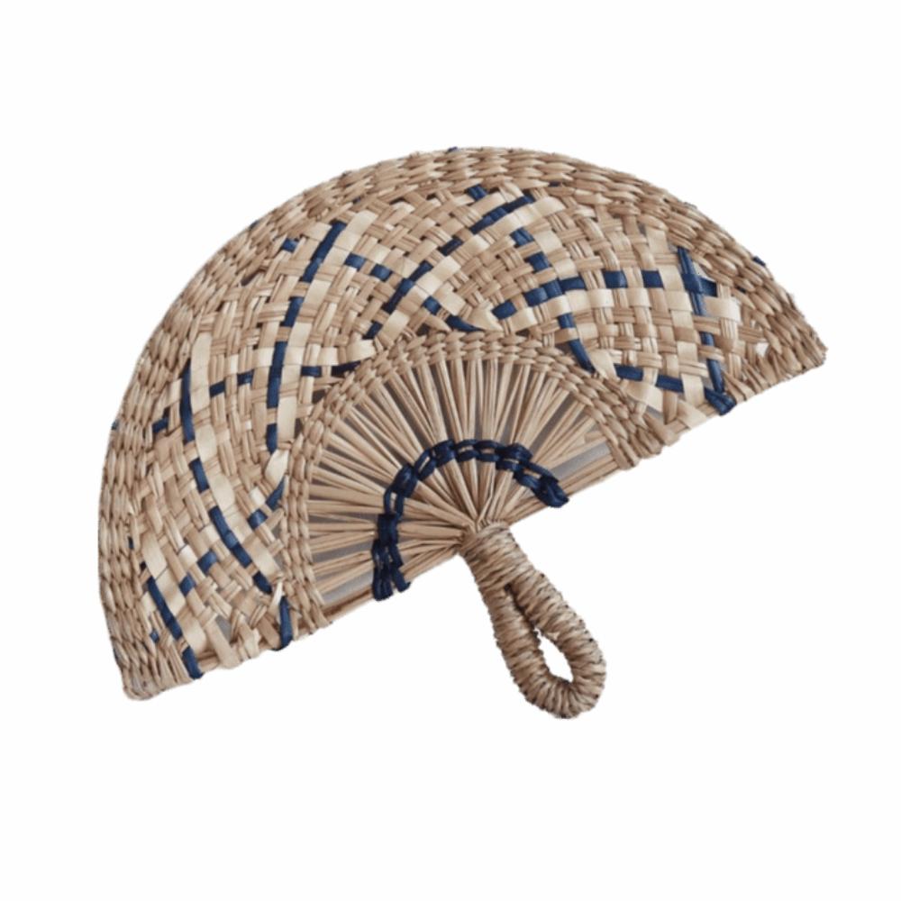 Vintage Decorative Handmade Fan Bohemian Hand Braided Fan Hand-woven Straw Fan Summer Season Style 2