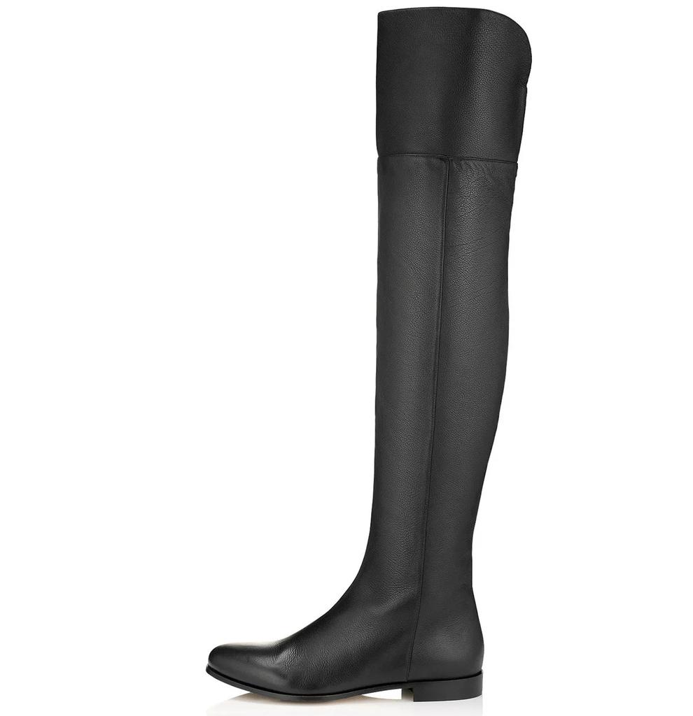 Fashion 2025 Winter Fashion Women Boots Black/brown Side Zipper Round Toe Square Heel Over The Knee Flat Boots Casual Knight Boots