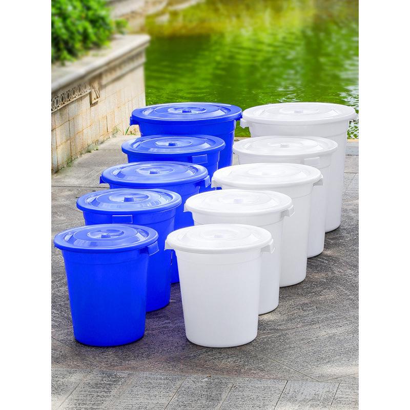 Durable Round Plastic Bucket with Lid for Household Water Storage, Large & Extra-Large Capacity