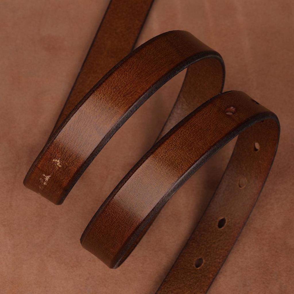 Women's Premium Cowhide Leather Belt with Pin Buckle - Handmade & Soft