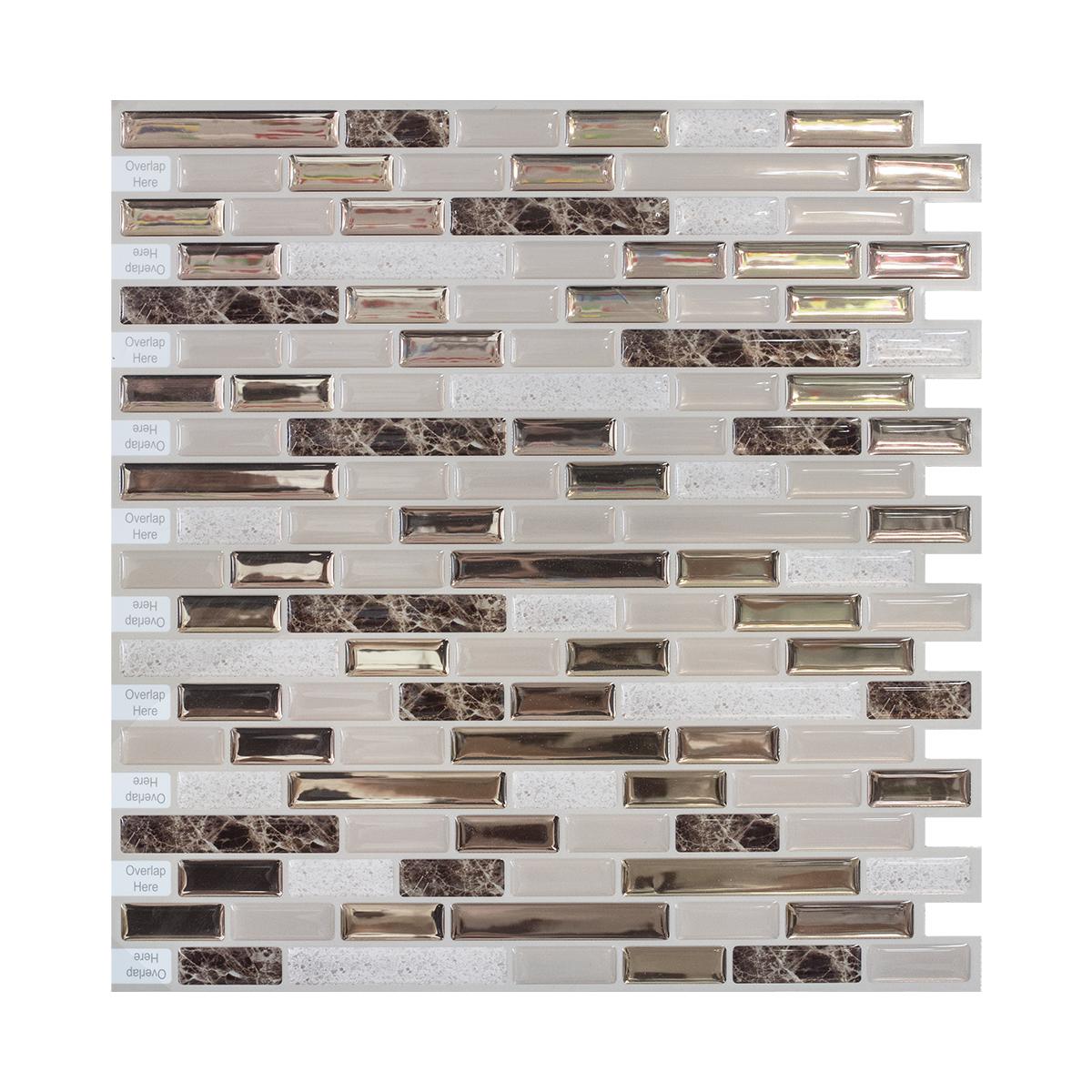 

5/10pcs PET 3D Mosaic Tile Self-Adhesive Wall Stickers, Waterproof High Temperature Resistant Home Decoration (as the picture,5pcs)