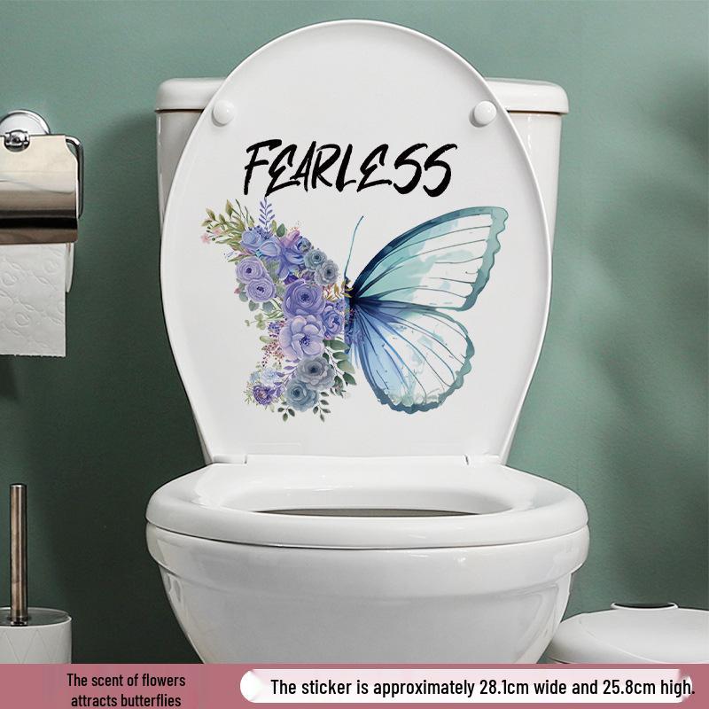 Self-Adhesive Flower Butterfly Wall Stickers for Girls' Bedroom or Children's Bathroom Decoration