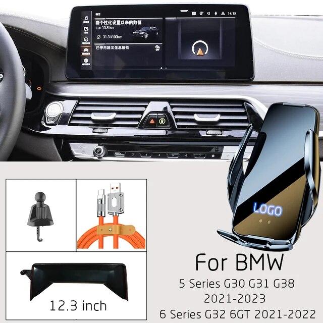 Pro BMW řady 5 6 G30 G31 G38 G32 6GT Bezdrátová nabíječka mobilního telefonu do auta Držák pro GPS navigaci 12,3palcová základna s pevnou obrazovkou