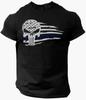 Skull Blue T-Shirt USA Warrior Flag Military Punisher Patriotic Skull Gym - Men's Summer Cotton Graphic Tee