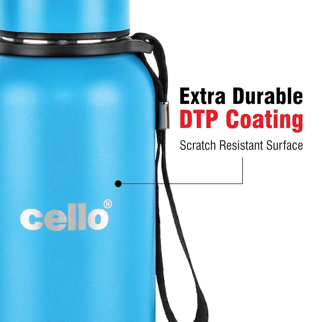 Vacuum Insulated Stainless Steel 750ml Flask Bottle For Hot Cold Drinks Travel Use With Wide Mouth And Leakproof Lid –  Blue