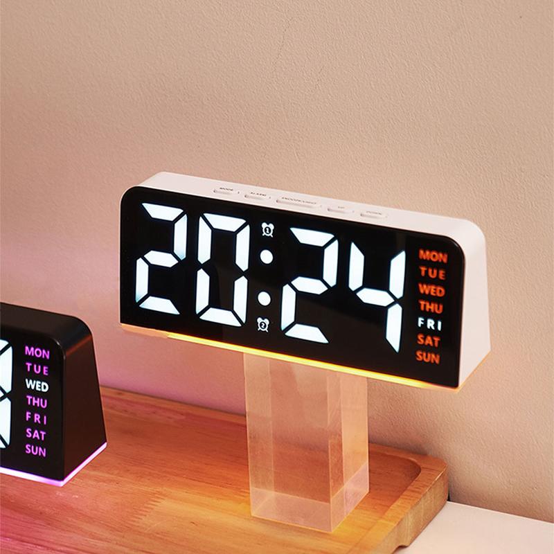 7'' LED Digital Alarm Clock Table Clock Three-Level Adjustable Brightness Dimmer/Dual Alarm/Temp/Date/Night Light for Bedrooms