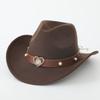 Cappello da Cowboy, Cappello Etnico in Stile Tibetano, Best-seller Transfrontaliero, Cappello Jazz, Ala Arrotolata, Cappello di Feltro, Fibbia con Borchie