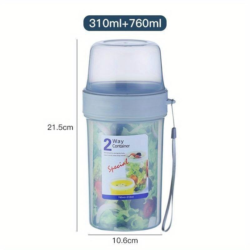 

2-слойный герметичный контейнер для хранения продуктов | Портативные банки для салатов и хлопьев для путешествий, кухни, сохранения свежести 310-760ml