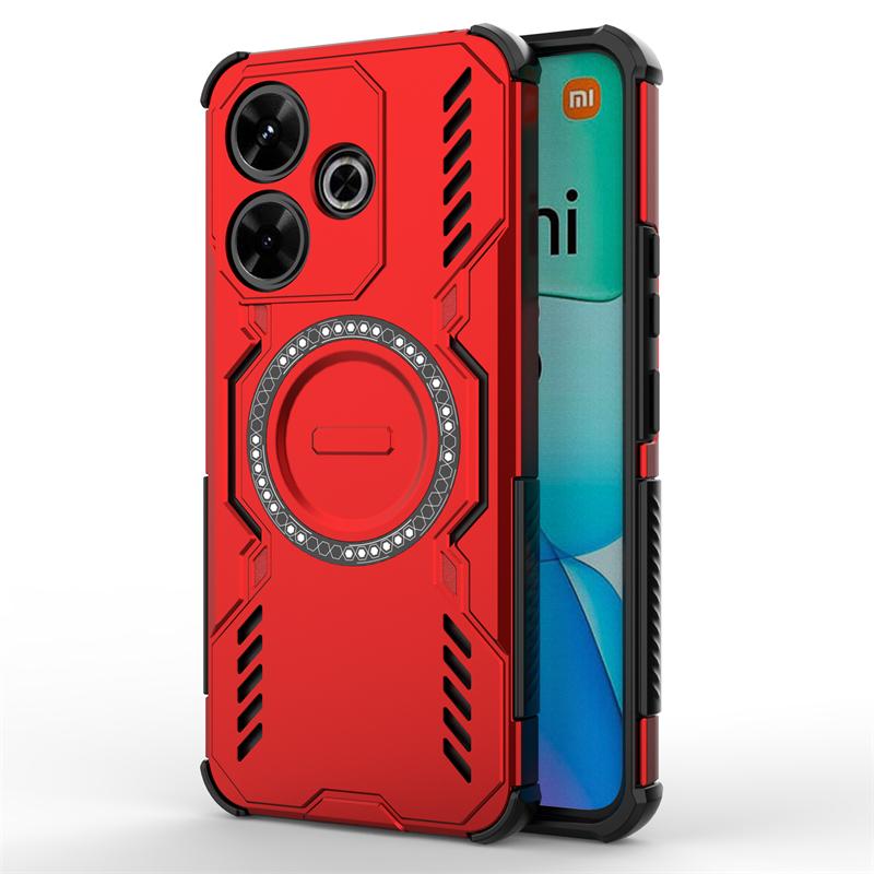 For Xiaomi Poco M6 Case For Poco M6 4G Shockproof Anti-knock Magnetic Adsorption Wireless Charge Back Cover For Poco M6 Case