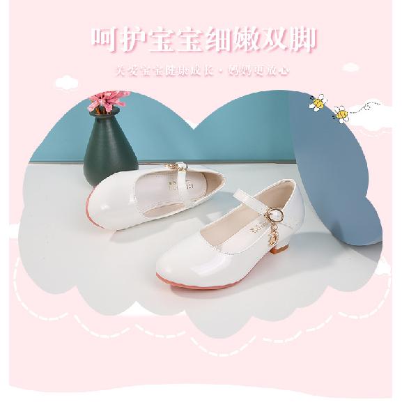 Girls High Heels New White Princess Leather Children's Shoes Performance Student Shoes-40Children's Dance Shoes5