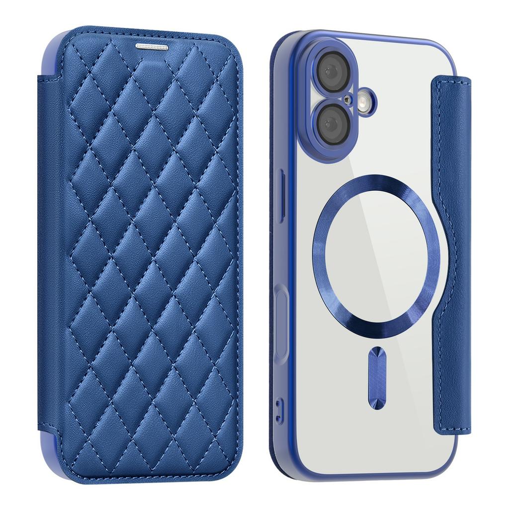 Etui do iPhone 17 Kompatybilne z MagSafe Pokrowiec na Telefon ze Skóry PU w Kształcie Rombu