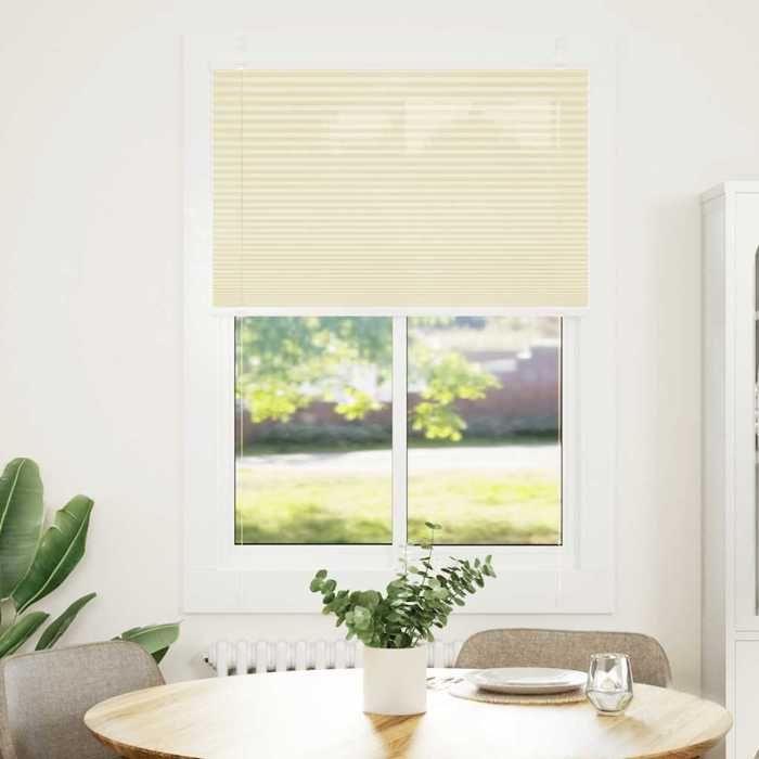 VidaXL Store plissé crème 90x100 cm largeur du tissu 89,4 cm polyester, store plissé de fenêtre, store accordéon, store 4015277