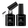 TOMICCA Gel Nail Top Coat Base Coat 8ml Set de 2 No se limpia No requiere limpieza Gran capacidad Compatible con UV/LED