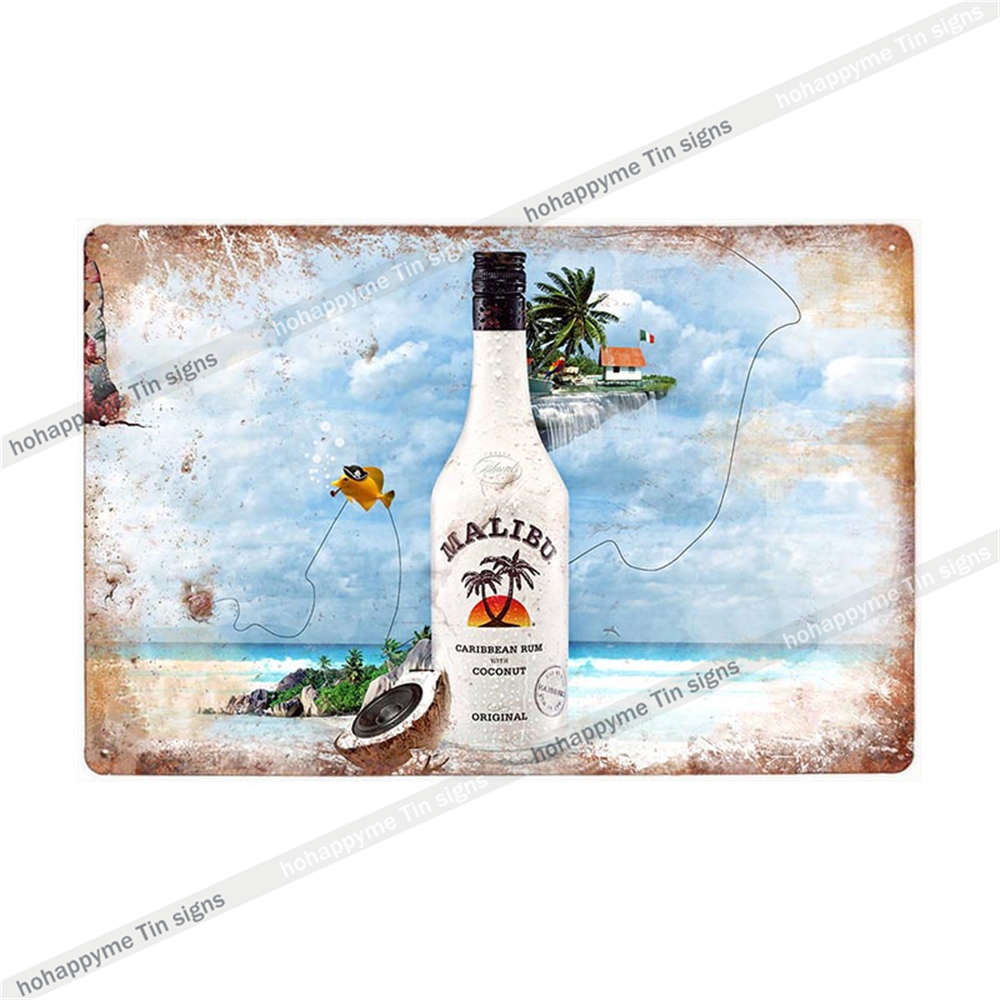 Segno di Latta Malibu Rum Pittura Metallica Targhetta Per Bar Pub Club Caffè Decorazione Adesivo Murale Poster Famiglia Targhe 20x30cm
