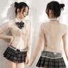 Sexy Underwear Perspective Cute School Girl Dress Temptation Bow Plaid Short Skirt Pure Desire Sexy Uniform Suit Free