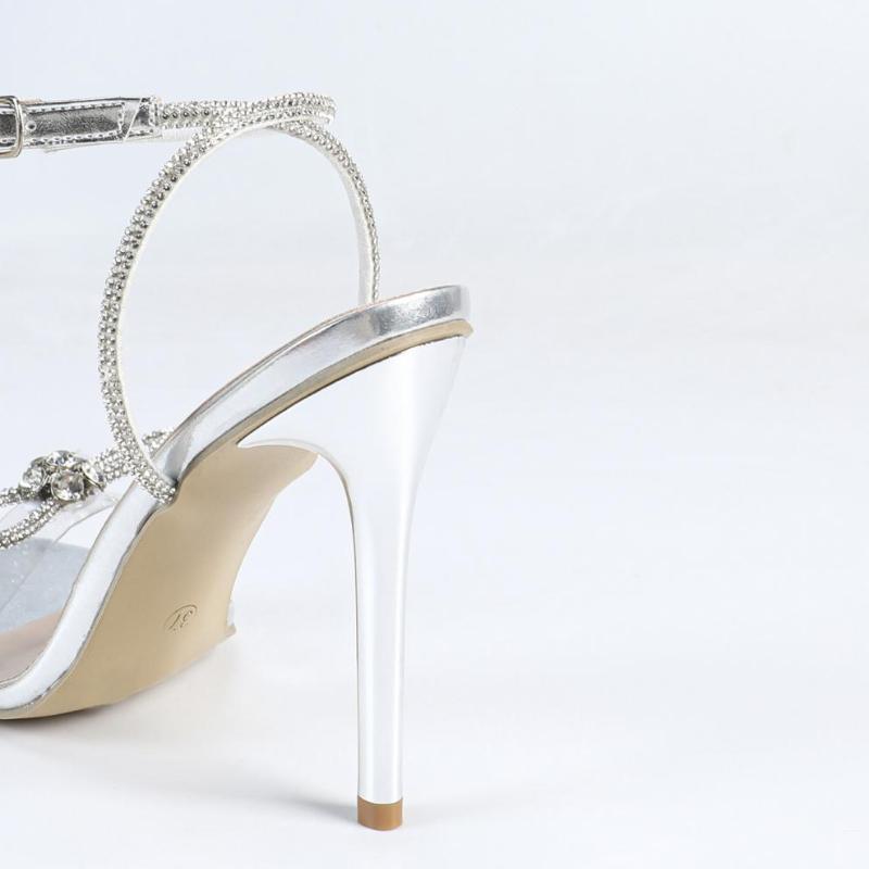 Fashion Luxury Crystal Bow Super High Heel Women Sandals Sexy Pointed Toe Open Toe Thin Heel Sandals Fashion Designer Banquet Dress Shoe