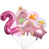 1set Pink Crown Dinosaur Foil Balloons 32 Inch Number Helium Balloon Baby Girl Children‘s Birthday Party Decorations Kids