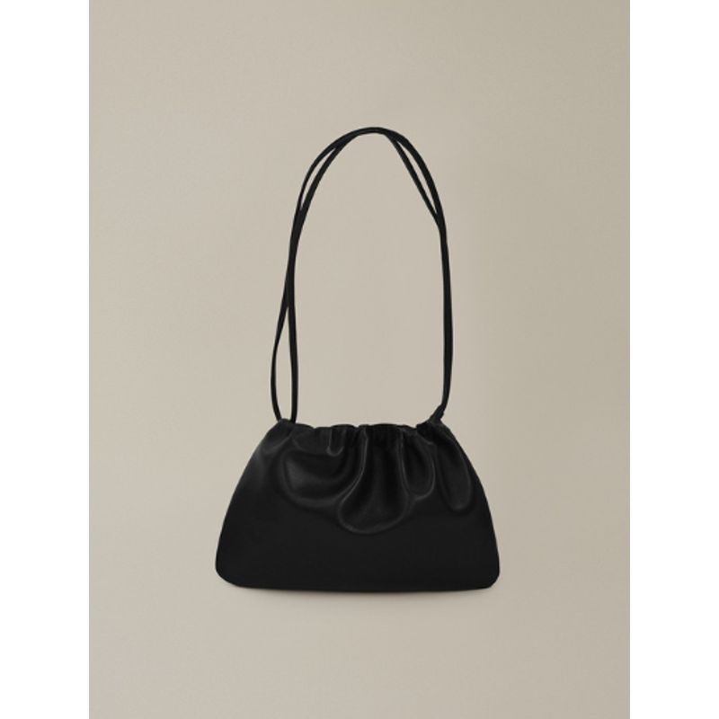 

Южная Корея Nothingwritten Кожаная сумка-облако Минималистичная Легче всего сочетать Сумка-мессенджер на плечо с кулиской и оборками для женщин Black small size