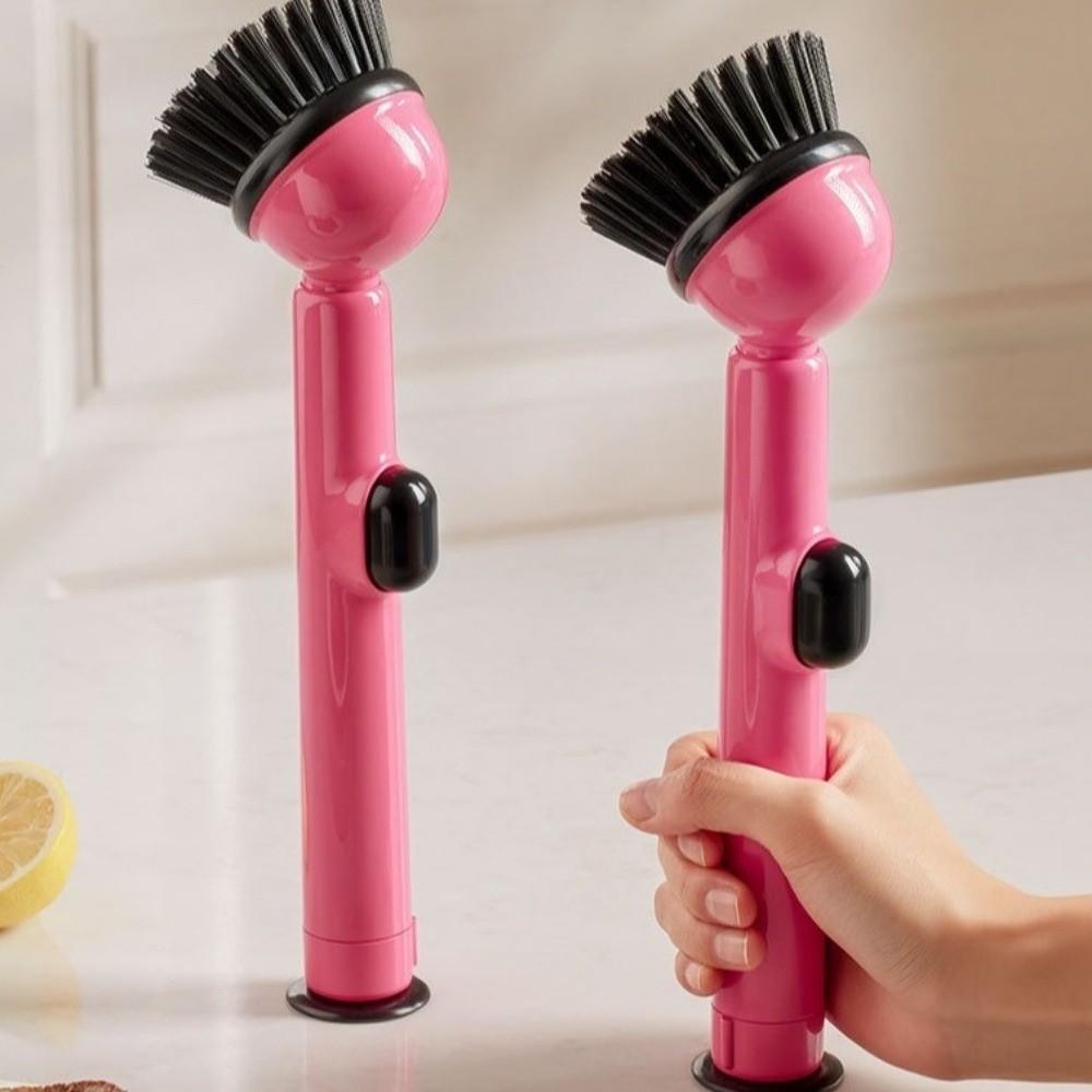 Plastic Material Dish Brush With Detergent Dispenser Pot Brush Scrub Brush  Cookware Cleaning